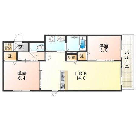 河内花園駅 徒歩7分 2階の物件間取画像